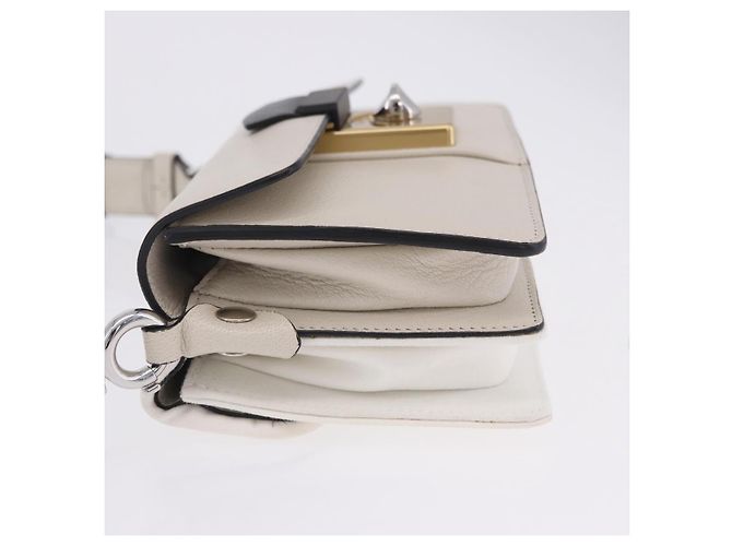 Maison Martin Margiela Maison Margiela Bolsa Horizontal New Rock Couro Branco Prata Auth BA15641V - vista 6