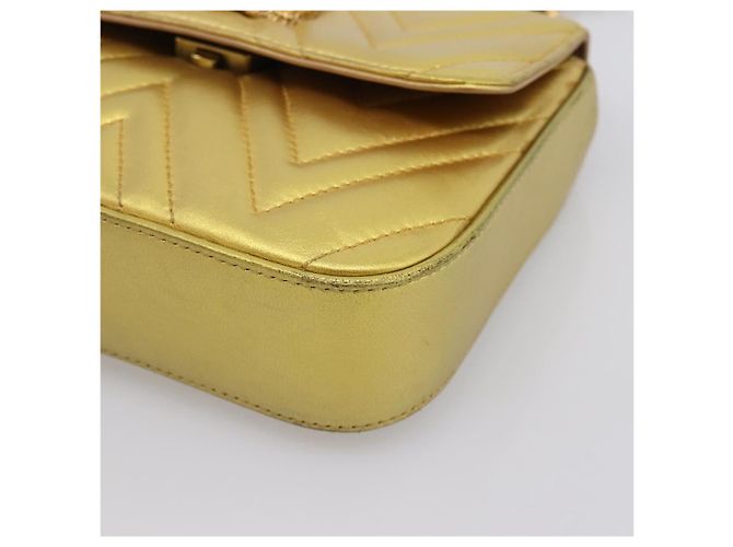 Borsa a tracolla con catena GUCCI in pelle dorata 432581 Auth 200769V D'oro - vista 10