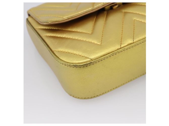 Borsa a tracolla con catena GUCCI in pelle dorata 432581 Auth 200769V D'oro - vista 11