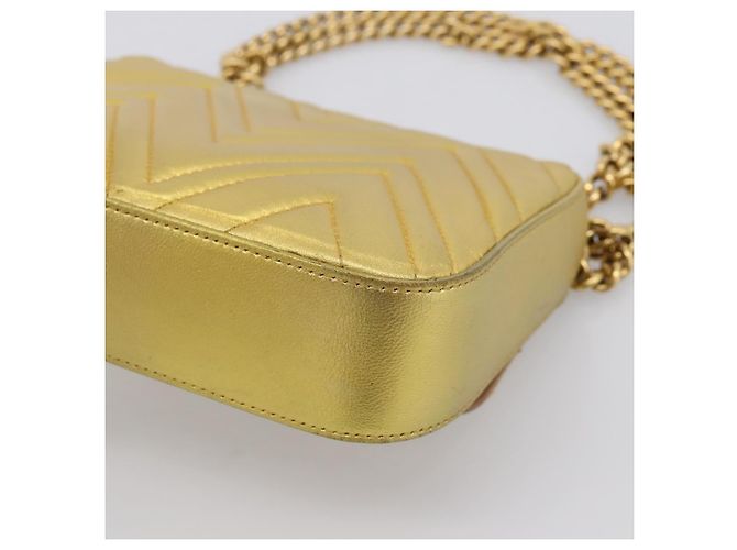 Borsa a tracolla con catena GUCCI in pelle dorata 432581 Auth 200769V D'oro - vista 12