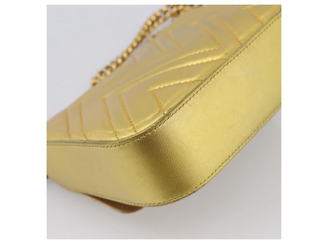 Borsa a tracolla con catena GUCCI in pelle dorata 432581 Auth 200769V D'oro - vista 13