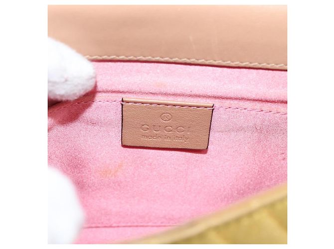 Borsa a tracolla con catena GUCCI in pelle dorata 432581 Auth 200769V D'oro - vista 15