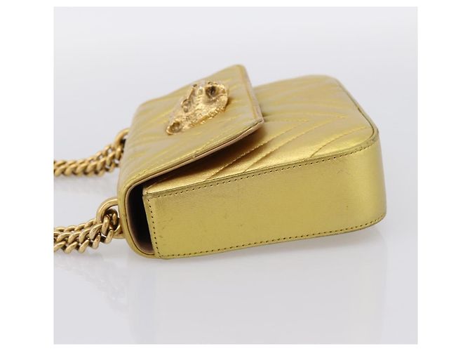 Borsa a tracolla con catena GUCCI in pelle dorata 432581 Auth 200769V D'oro - vista 4