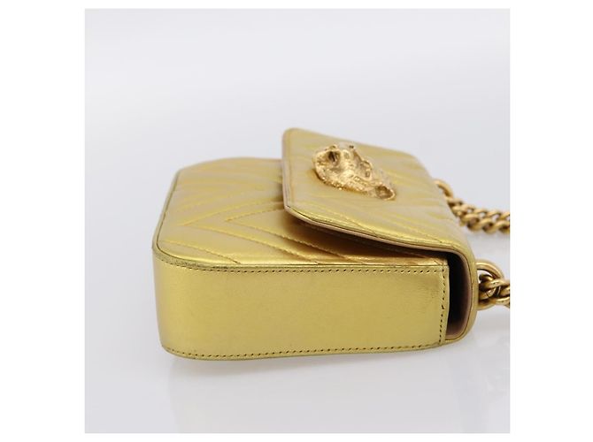 Borsa a tracolla con catena GUCCI in pelle dorata 432581 Auth 200769V D'oro - vista 5