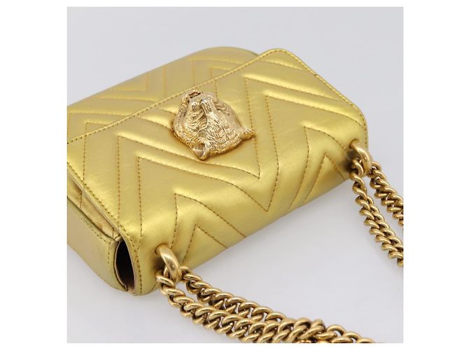 Borsa a tracolla con catena GUCCI in pelle dorata 432581 Auth 200769V D'oro - vista 6