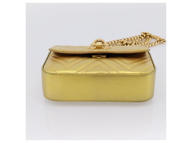 Borsa a tracolla con catena GUCCI in pelle dorata 432581 Auth 200769V D'oro - vista 9