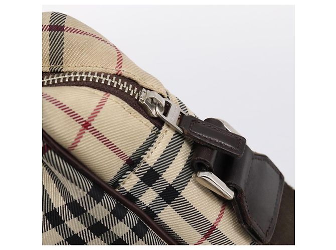 BURBERRY Nova Check Schultertasche Canvas Beige Silver Auth 202667 Silber - Ansicht 14