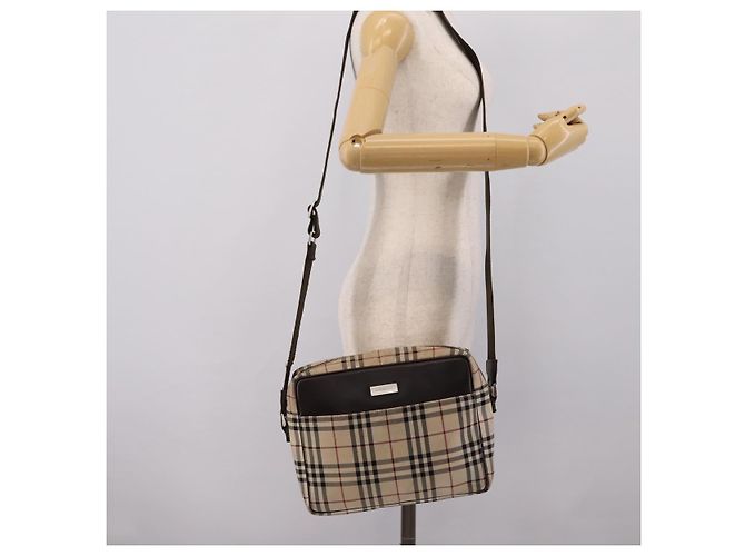 BURBERRY Nova Check Schultertasche Canvas Beige Silver Auth 202667 Silber - Ansicht 22