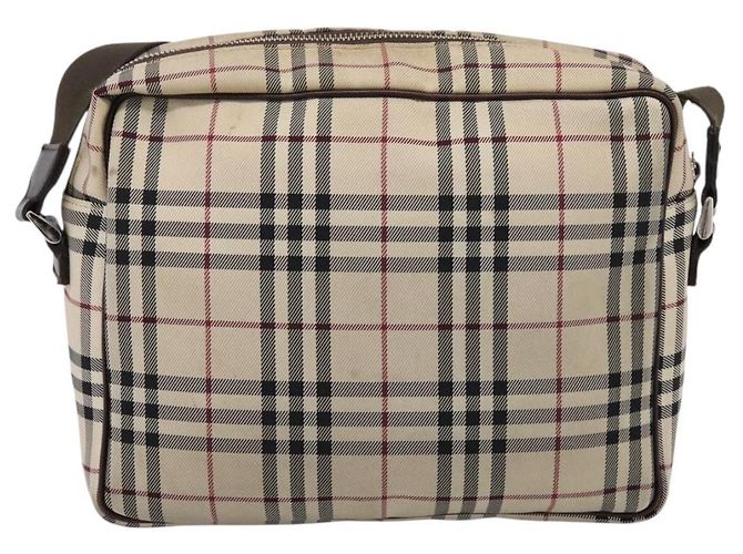 BURBERRY Nova Check Schultertasche Canvas Beige Silver Auth 202667 Silber - Ansicht 3