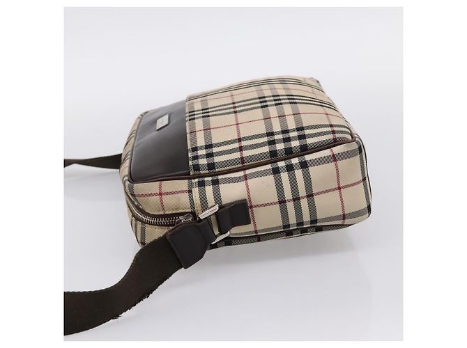 BURBERRY Nova Check Schultertasche Canvas Beige Silver Auth 202667 Silber - Ansicht 4