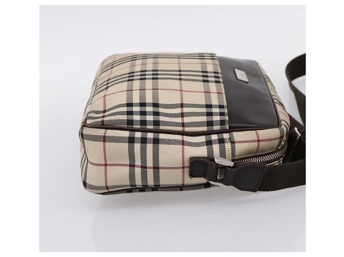 BURBERRY Nova Check Schultertasche Canvas Beige Silver Auth 202667 Silber - Ansicht 5
