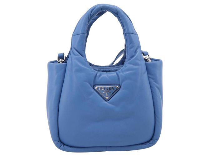 PRADA Handtasche aus Leder 2way Blau Silber authentisch 203202SAM - Ansicht 2