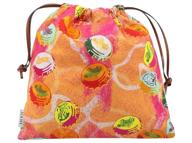 Borsa a mano LOEWE in tela collaborazione Paula's Ibiza Rosa Auth BA15695A - vista 2