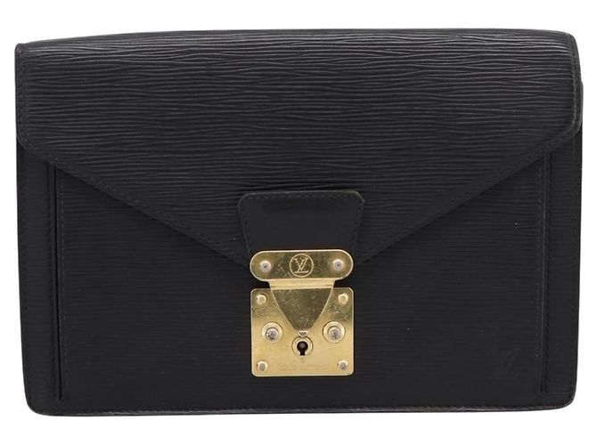 LOUIS VUITTON Epi Serie Dragonne Clutch Bag Black Noir M52612 LV Auth 202460 Nero - vista 13