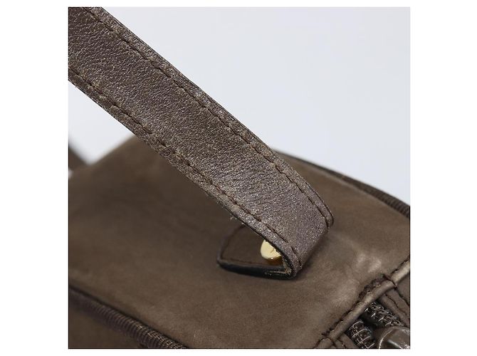 Borsa a tracolla Salvatore Ferragamo Vala in camoscio marrone tono oro Auth ka6067 - vista 10