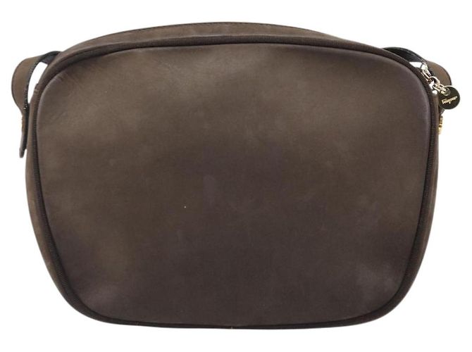 Borsa a tracolla Salvatore Ferragamo Vala in camoscio marrone tono oro Auth ka6067 - vista 3