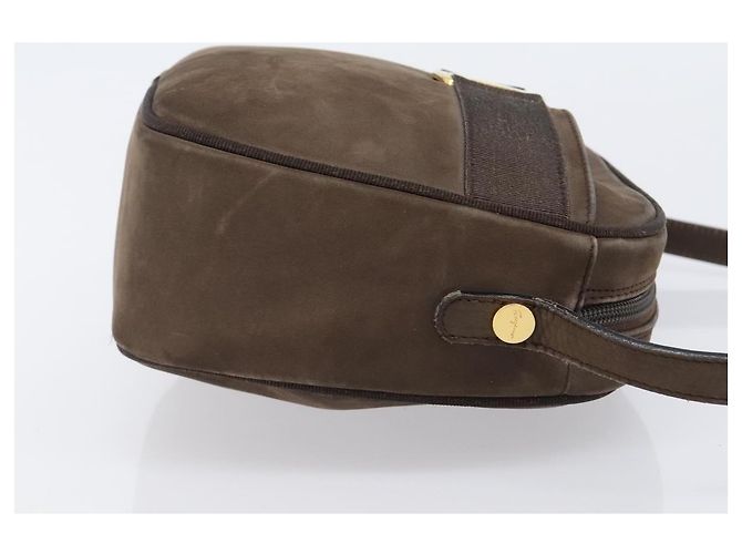 Borsa a tracolla Salvatore Ferragamo Vala in camoscio marrone tono oro Auth ka6067 - vista 4