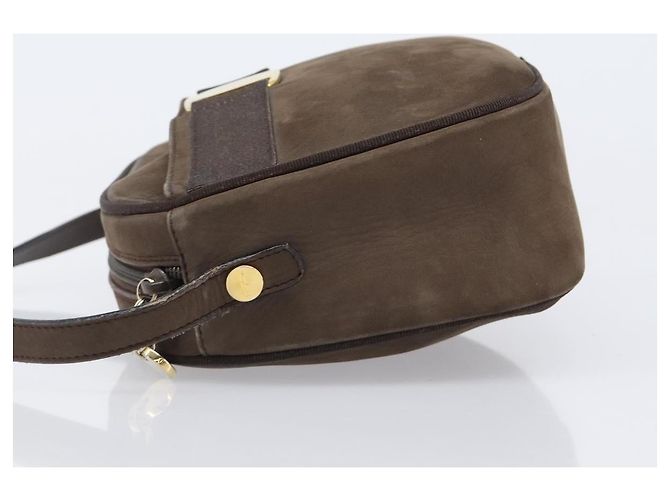 Borsa a tracolla Salvatore Ferragamo Vala in camoscio marrone tono oro Auth ka6067 - vista 5