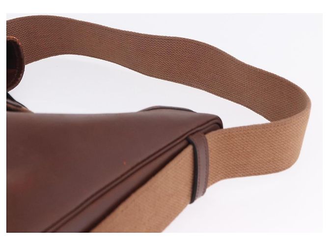 Hermès Borsa a Tracolla HERMES Sako Courchevel Pelle Beige Gold Auth 203791A D'oro - vista 13