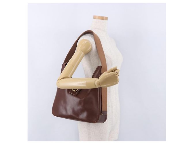 Hermès Borsa a Tracolla HERMES Sako Courchevel Pelle Beige Gold Auth 203791A D'oro - vista 25