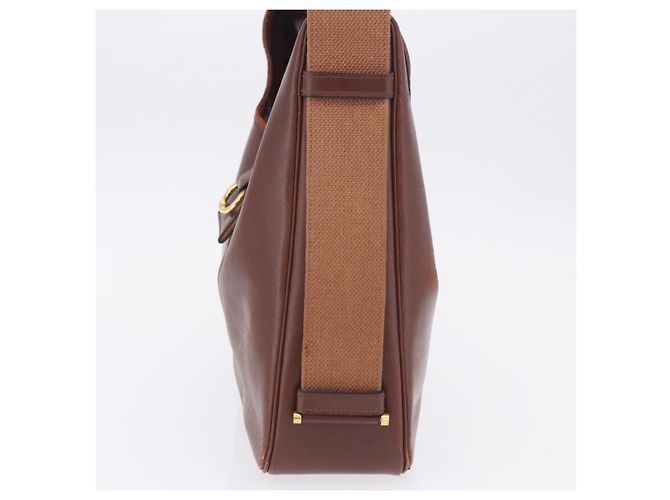 Hermès Borsa a Tracolla HERMES Sako Courchevel Pelle Beige Gold Auth 203791A D'oro - vista 7
