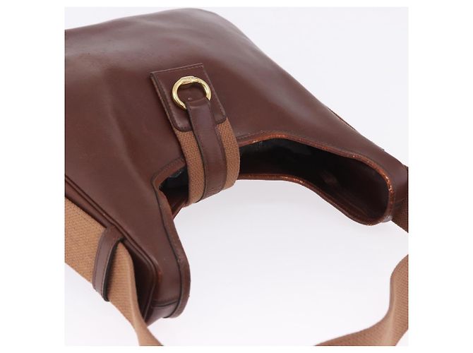 Hermès Borsa a Tracolla HERMES Sako Courchevel Pelle Beige Gold Auth 203791A D'oro - vista 9