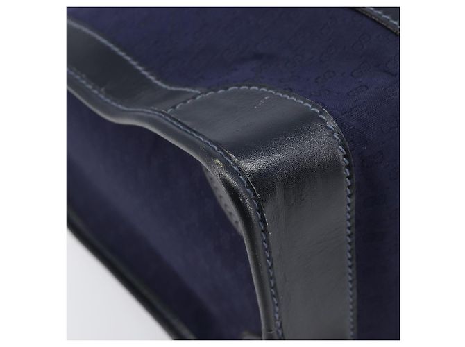 Borsa Boston GUCCI Micro GG Canvas Sherry Line Navy Gold Auth 203400A D'oro Blu navy - vista 11