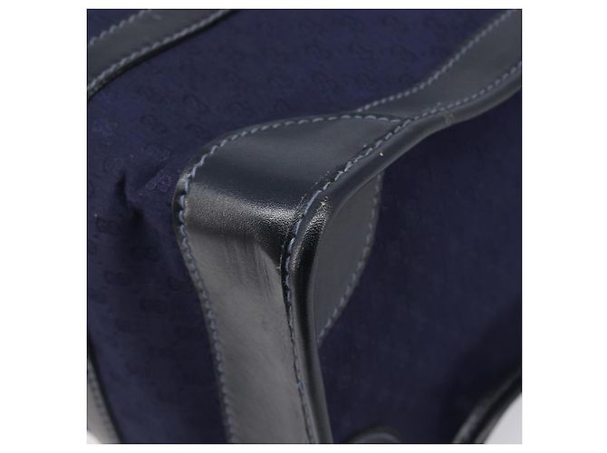 Borsa Boston GUCCI Micro GG Canvas Sherry Line Navy Gold Auth 203400A D'oro Blu navy - vista 12