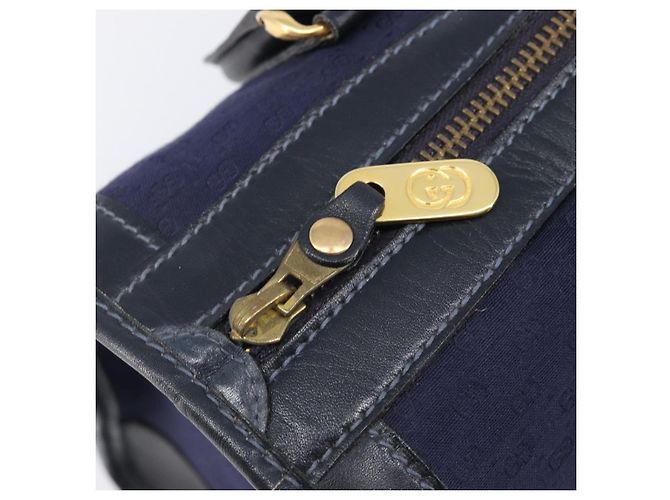 Borsa Boston GUCCI Micro GG Canvas Sherry Line Navy Gold Auth 203400A D'oro Blu navy - vista 15