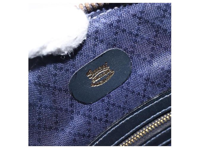 Borsa Boston GUCCI Micro GG Canvas Sherry Line Navy Gold Auth 203400A D'oro Blu navy - vista 16