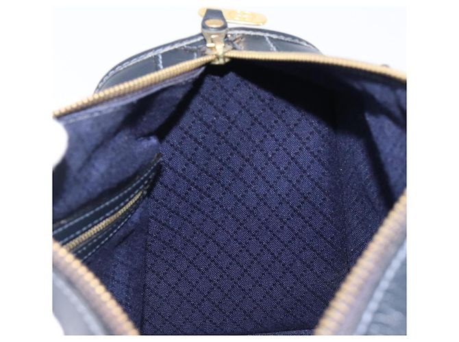 Borsa Boston GUCCI Micro GG Canvas Sherry Line Navy Gold Auth 203400A D'oro Blu navy - vista 18
