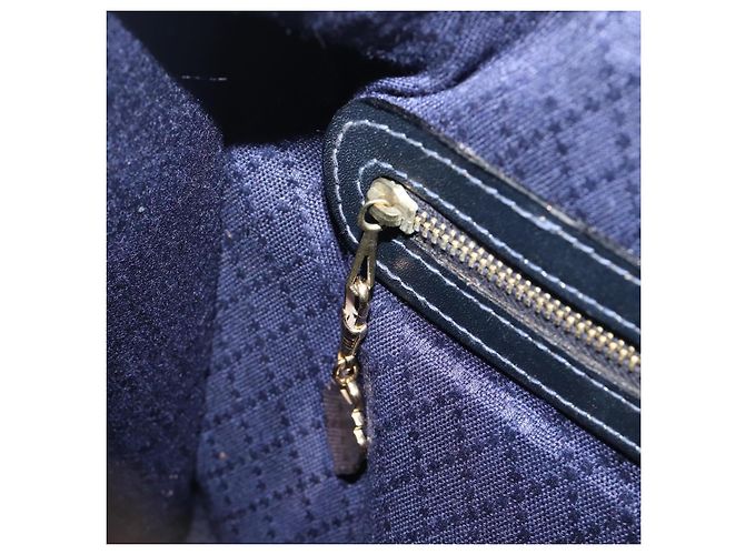 Borsa Boston GUCCI Micro GG Canvas Sherry Line Navy Gold Auth 203400A D'oro Blu navy - vista 20