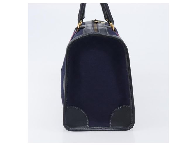 Borsa Boston GUCCI Micro GG Canvas Sherry Line Navy Gold Auth 203400A D'oro Blu navy - vista 4