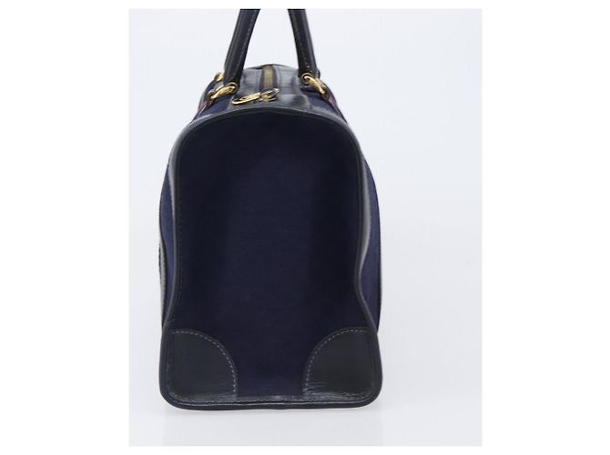 Borsa Boston GUCCI Micro GG Canvas Sherry Line Navy Gold Auth 203400A D'oro Blu navy - vista 5