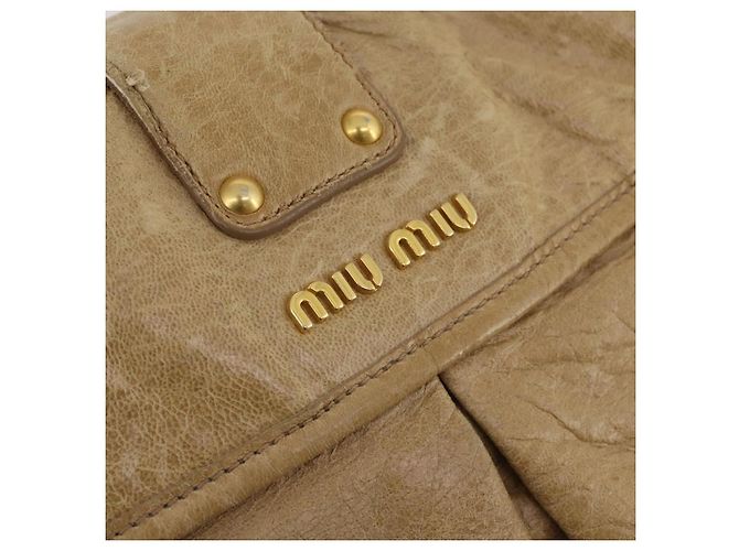 Borsa a tracolla Miu Miu in pelle 2way Beige Gold Auth 199120A D'oro - vista 16