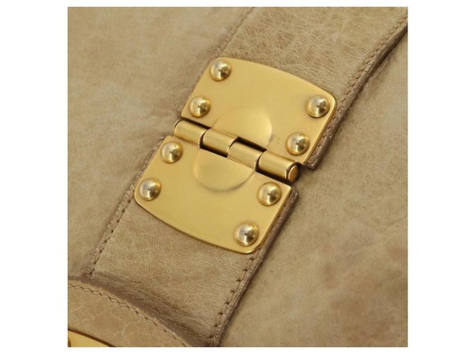 Borsa a tracolla Miu Miu in pelle 2way Beige Gold Auth 199120A D'oro - vista 18