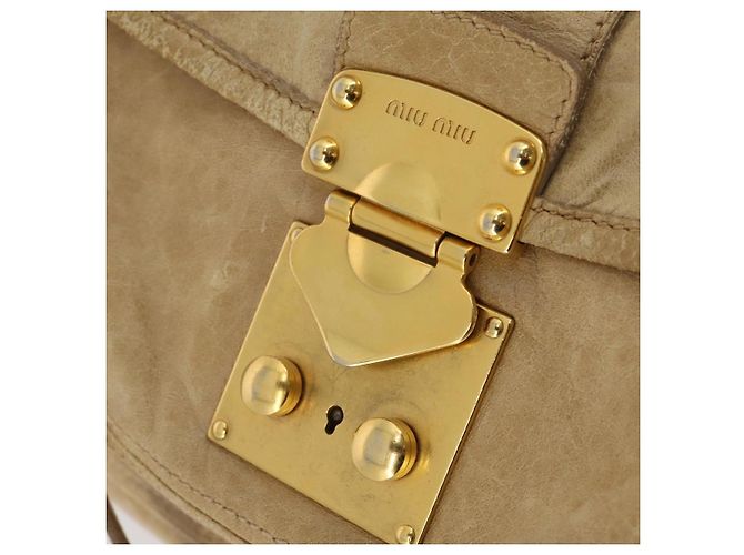 Borsa a tracolla Miu Miu in pelle 2way Beige Gold Auth 199120A D'oro - vista 19