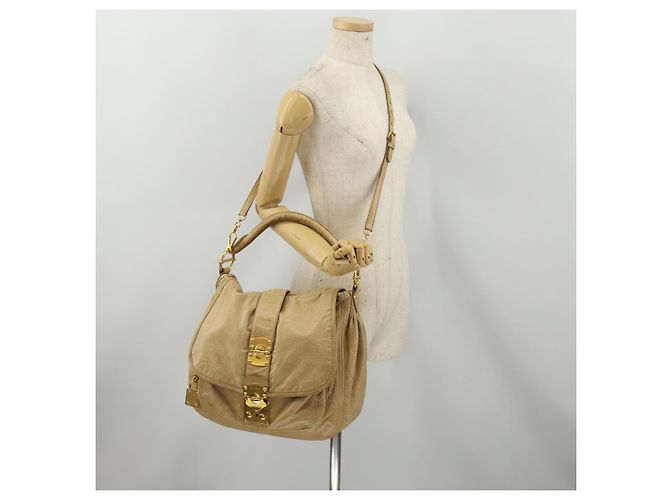 Borsa a tracolla Miu Miu in pelle 2way Beige Gold Auth 199120A D'oro - vista 28