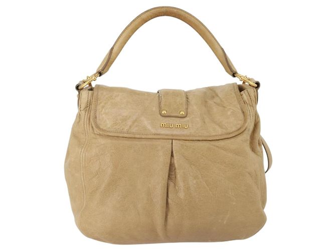 Borsa a tracolla Miu Miu in pelle 2way Beige Gold Auth 199120A D'oro - vista 3