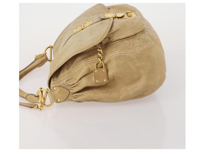 Borsa a tracolla Miu Miu in pelle 2way Beige Gold Auth 199120A D'oro - vista 5