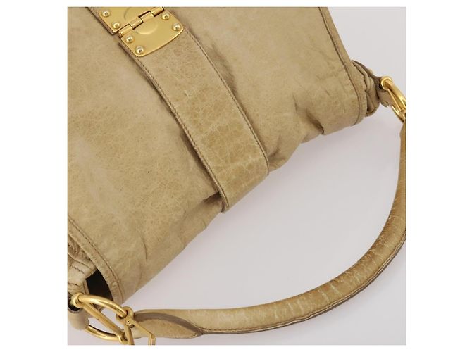 Borsa a tracolla Miu Miu in pelle 2way Beige Gold Auth 199120A D'oro - vista 6