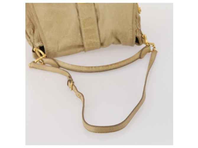 Borsa a tracolla Miu Miu in pelle 2way Beige Gold Auth 199120A D'oro - vista 7