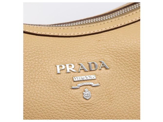 Borsa a tracolla PRADA in pelle beige argento BR3373 Auth am12571V - vista 14