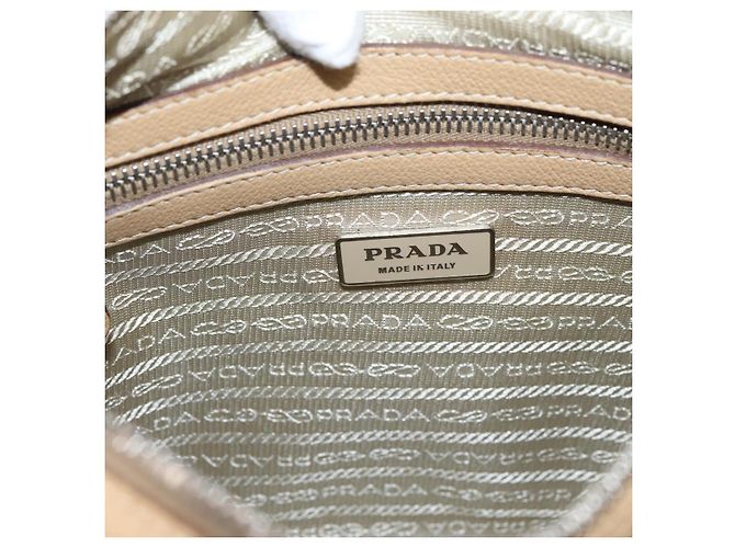 Borsa a tracolla PRADA in pelle beige argento BR3373 Auth am12571V - vista 16
