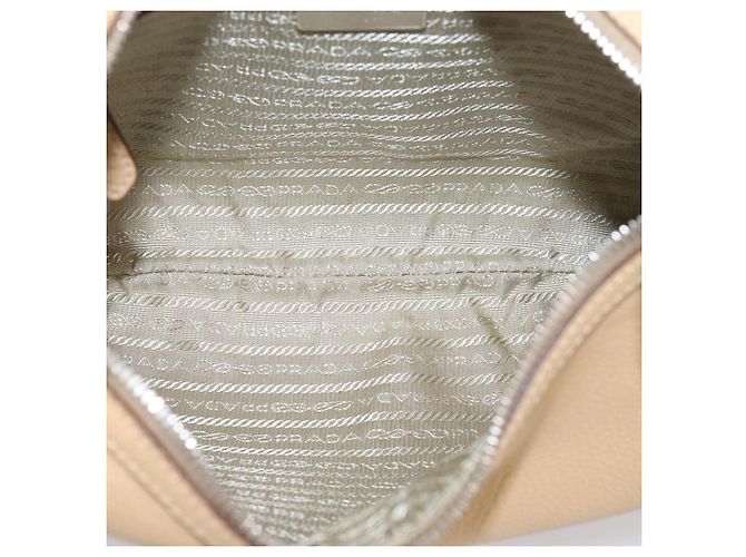 Borsa a tracolla PRADA in pelle beige argento BR3373 Auth am12571V - vista 17