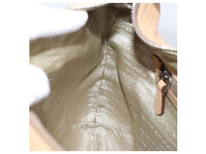 Borsa a tracolla PRADA in pelle beige argento BR3373 Auth am12571V - vista 19