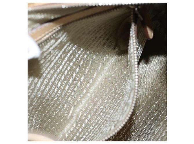 Borsa a tracolla PRADA in pelle beige argento BR3373 Auth am12571V - vista 21