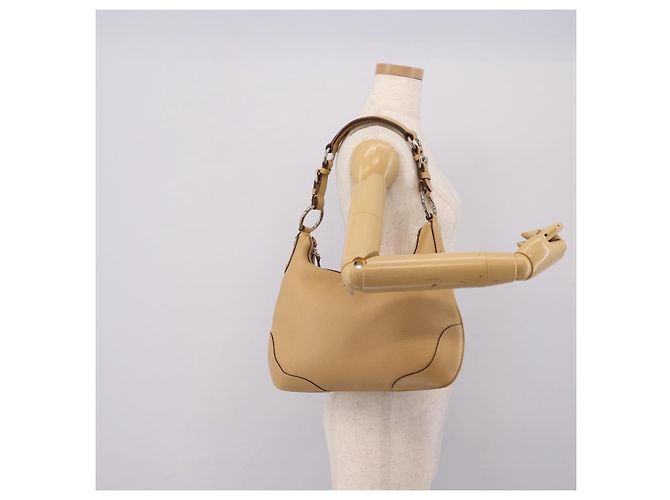 Borsa a tracolla PRADA in pelle beige argento BR3373 Auth am12571V - vista 23