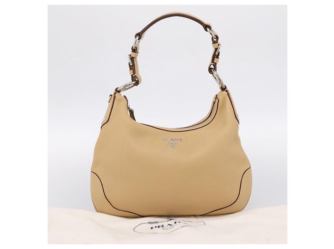 Borsa a tracolla PRADA in pelle beige argento BR3373 Auth am12571V - vista 24