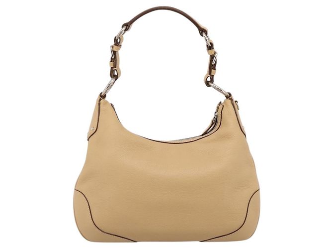 Borsa a tracolla PRADA in pelle beige argento BR3373 Auth am12571V - vista 3